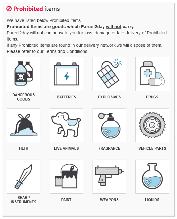 prohibited parcel2day